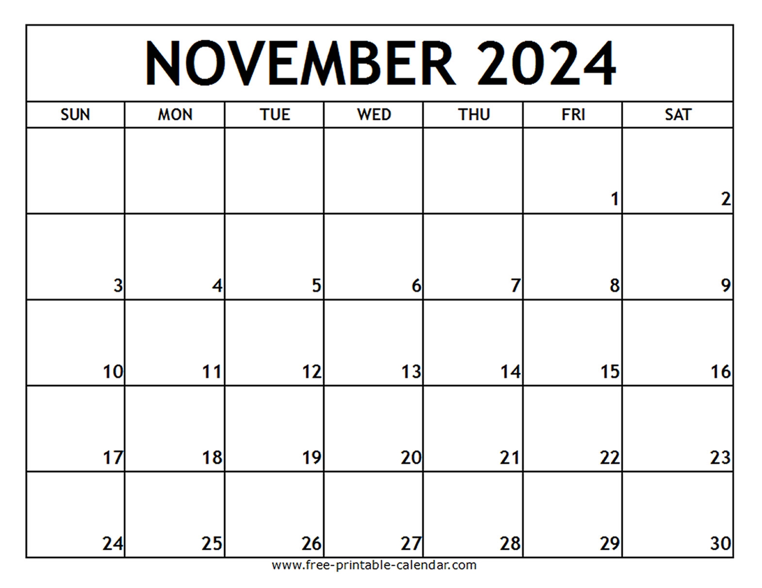 November 2024 Printable Calendar Free printable calendar November 2024 Printable Calendar Free printable calendar