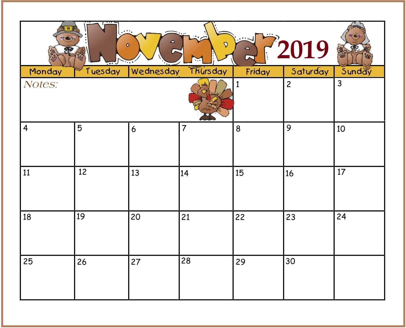 November Calendar Template Printable Word Searches November Calendar Template Printable Word Searches