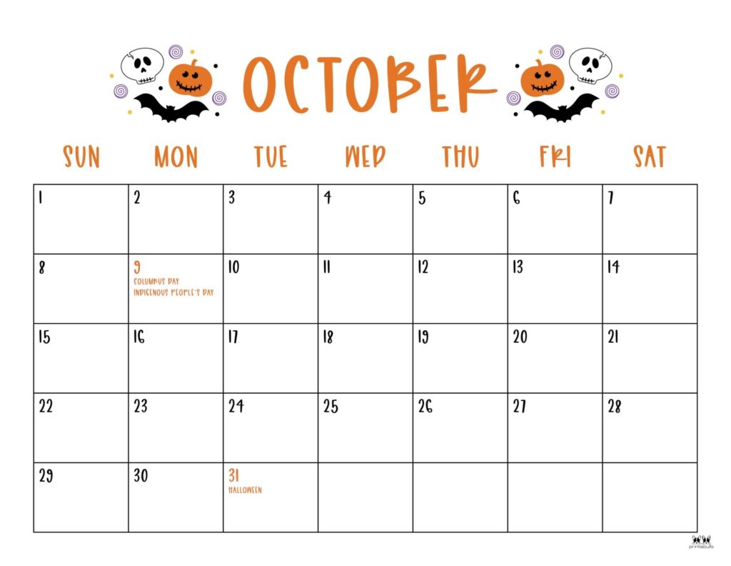 Printable October Calendar: Plan Your Month Efficiently - Free ...