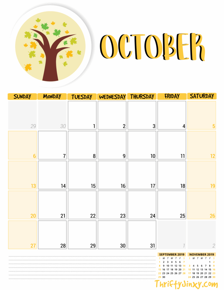 October Printable Calendar