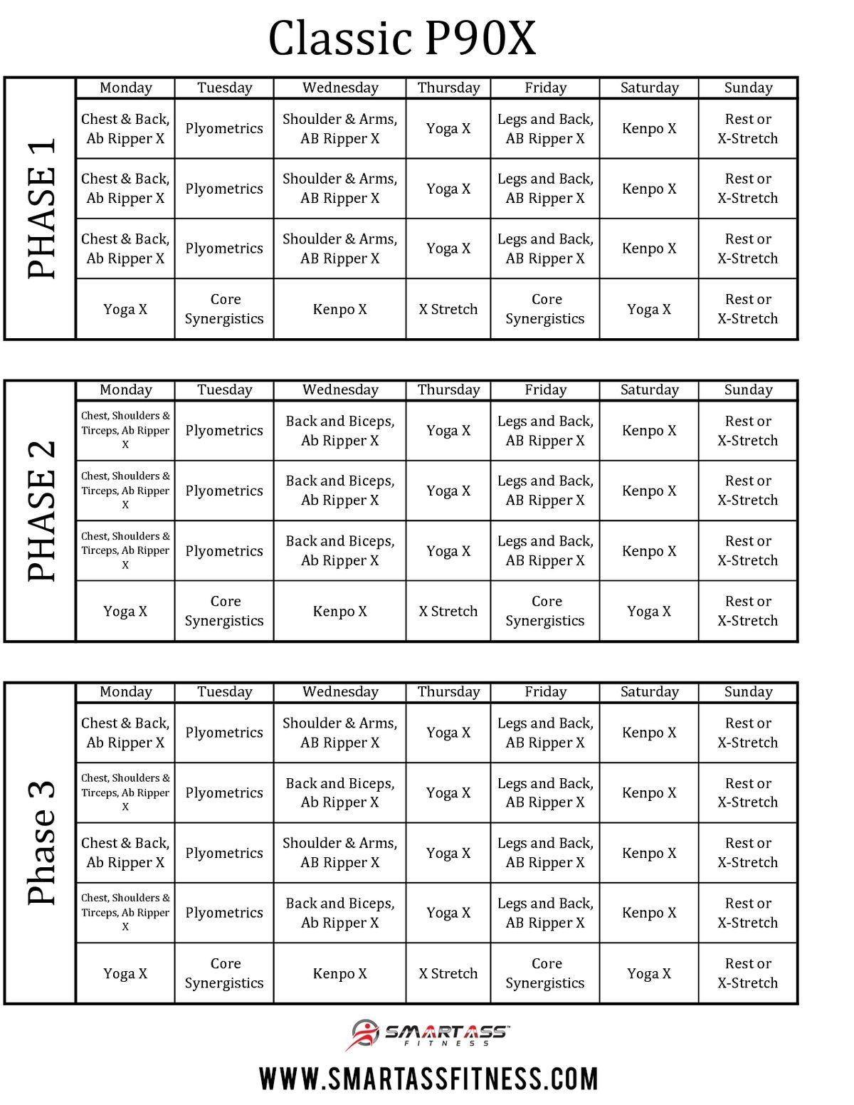 P90x Workout Sheets Workout Calendar Printable P90x W Vrogue co