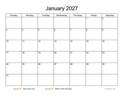 Printable 2027 Calendar WikiDates Printable 2027 Calendar WikiDates