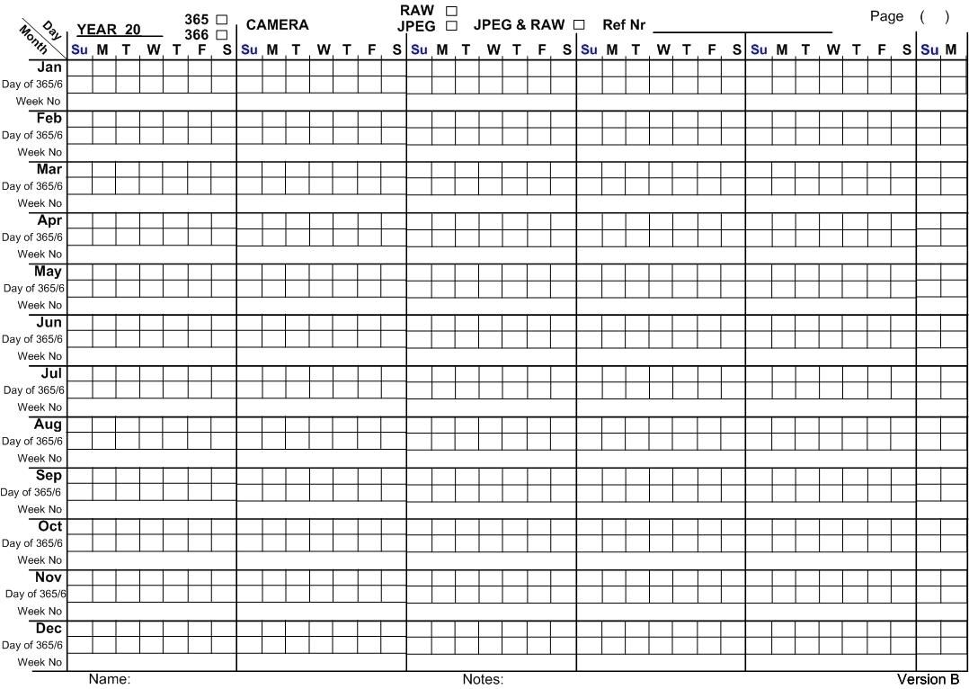 Printable 365 Day Calendar