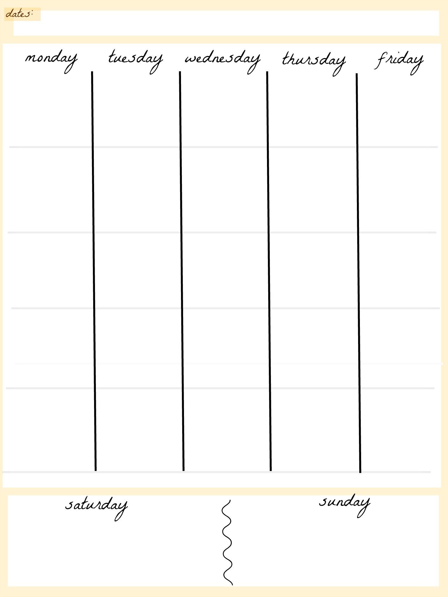 Printable 5 Day Calendar Printable 5 Day Calendar