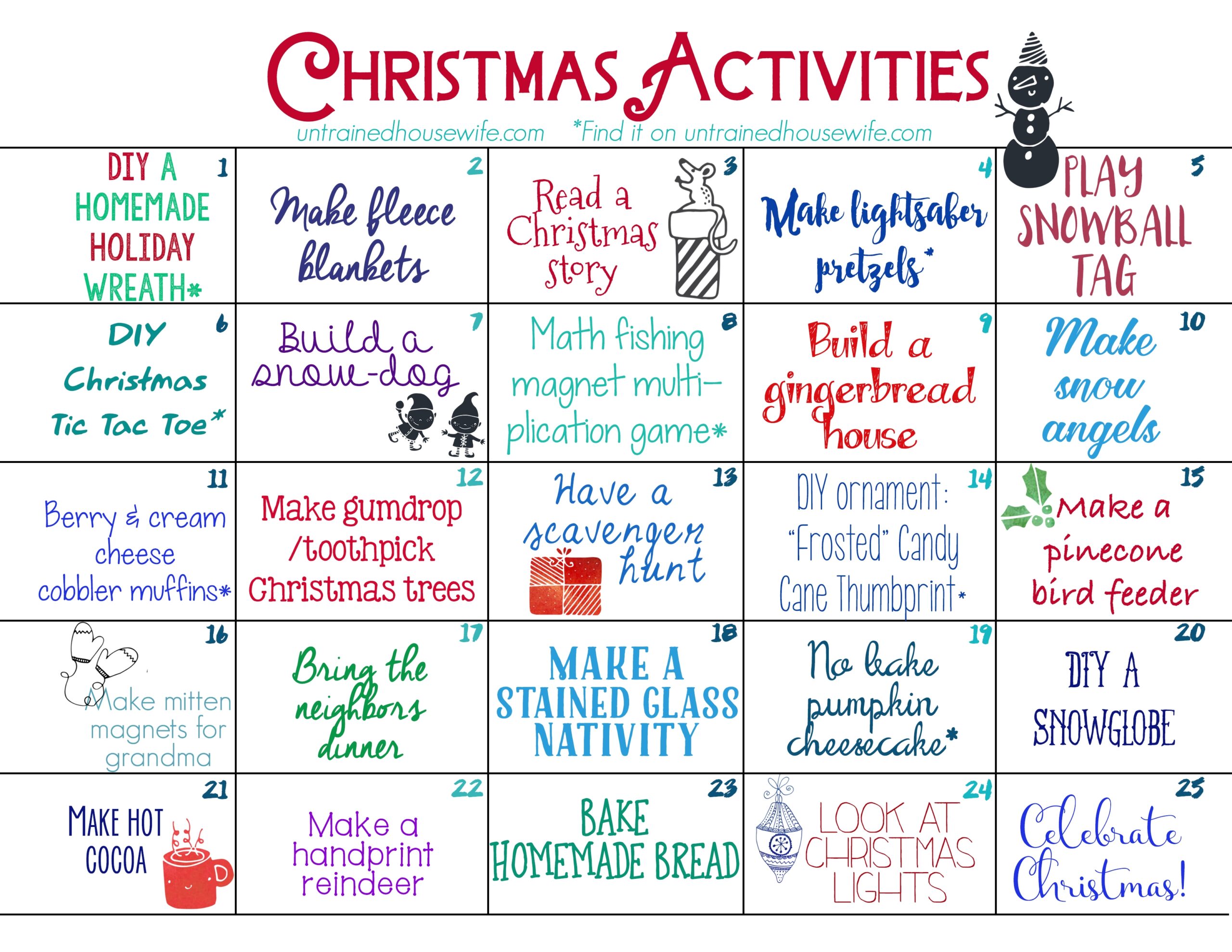 Printable Advent Calendar Ideas Printable Advent Calendar Ideas