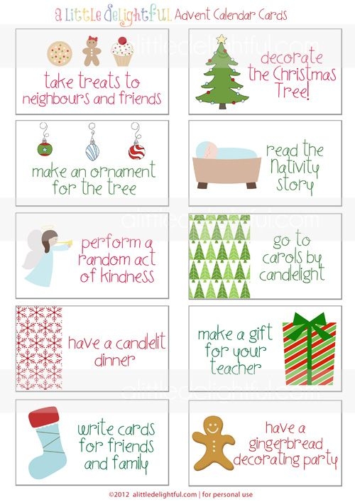 Printable Advent Calendar Ideas Printable Advent Calendar Ideas