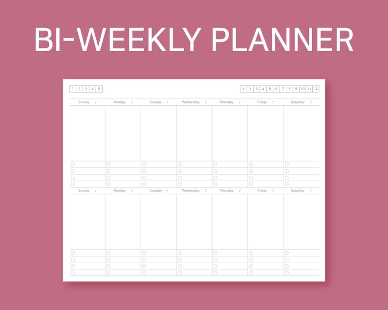 Printable Bi Weekly Calendar Printable Bi Weekly Calendar