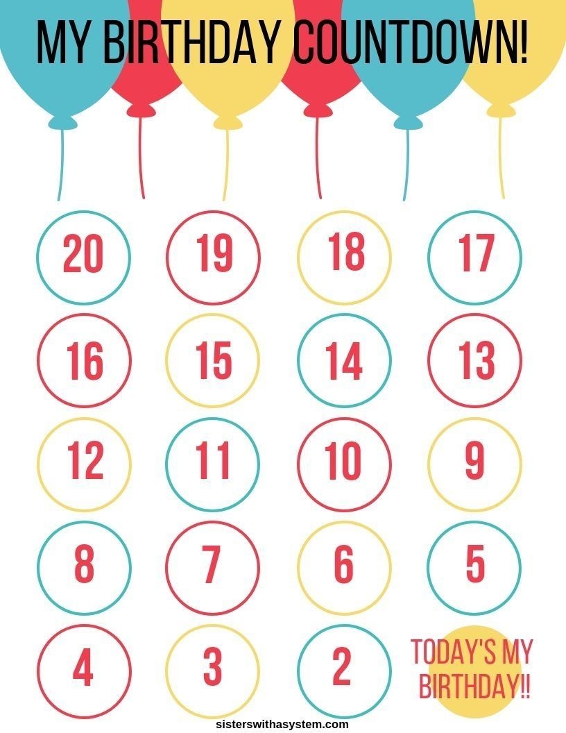 Printable Birthday Calendar Countdown Countdown Calendar Printable Printable Birthday Calendar Countdown Countdown Calendar Printable