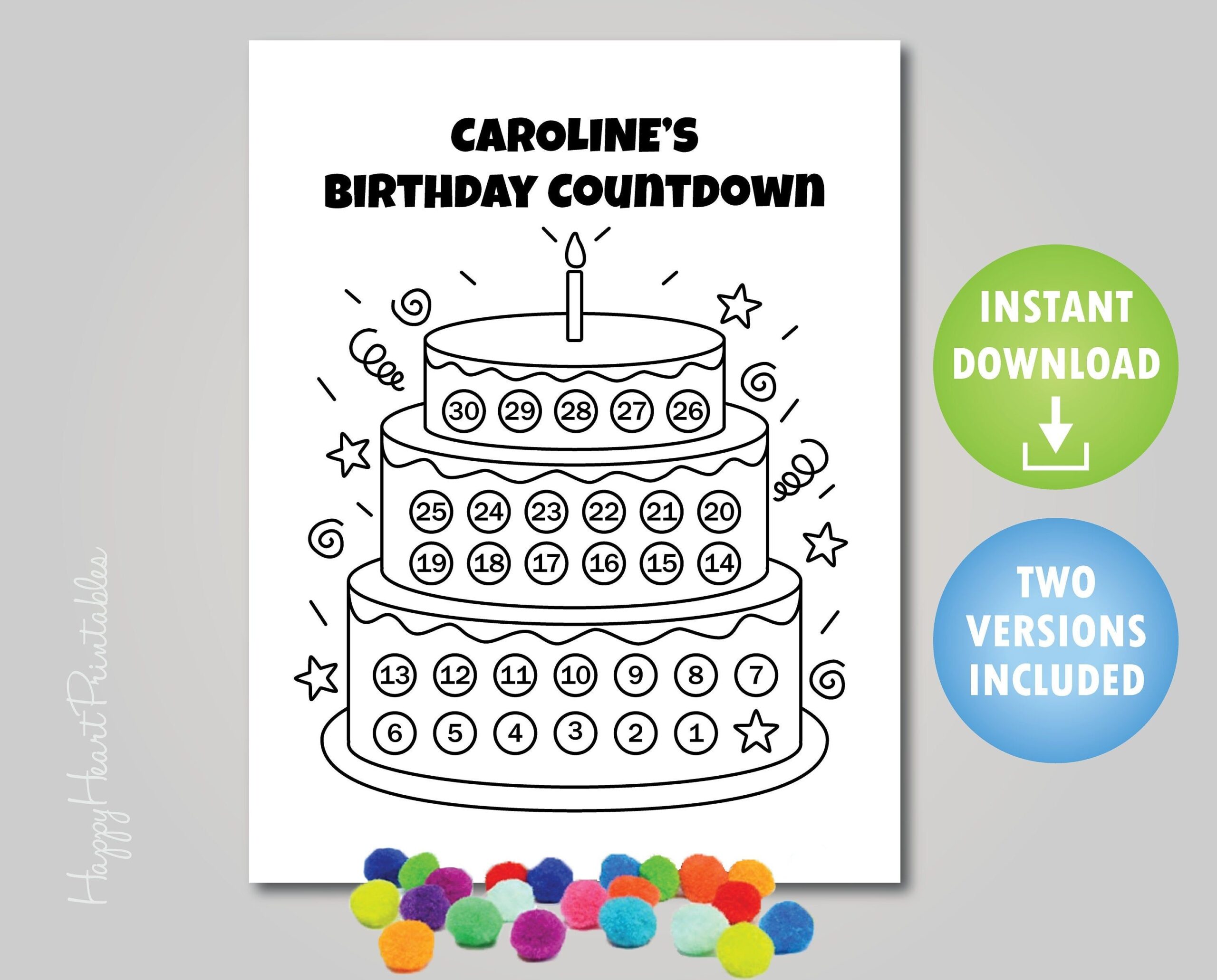 Printable Birthday Countdown Calendar