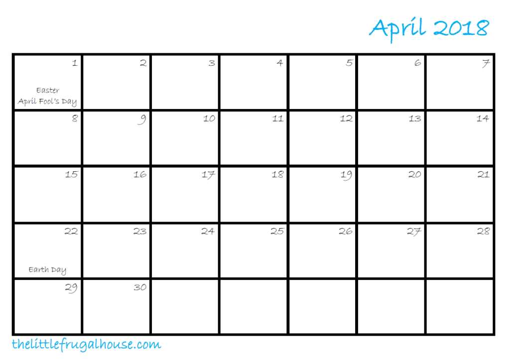 Printable Calendar April