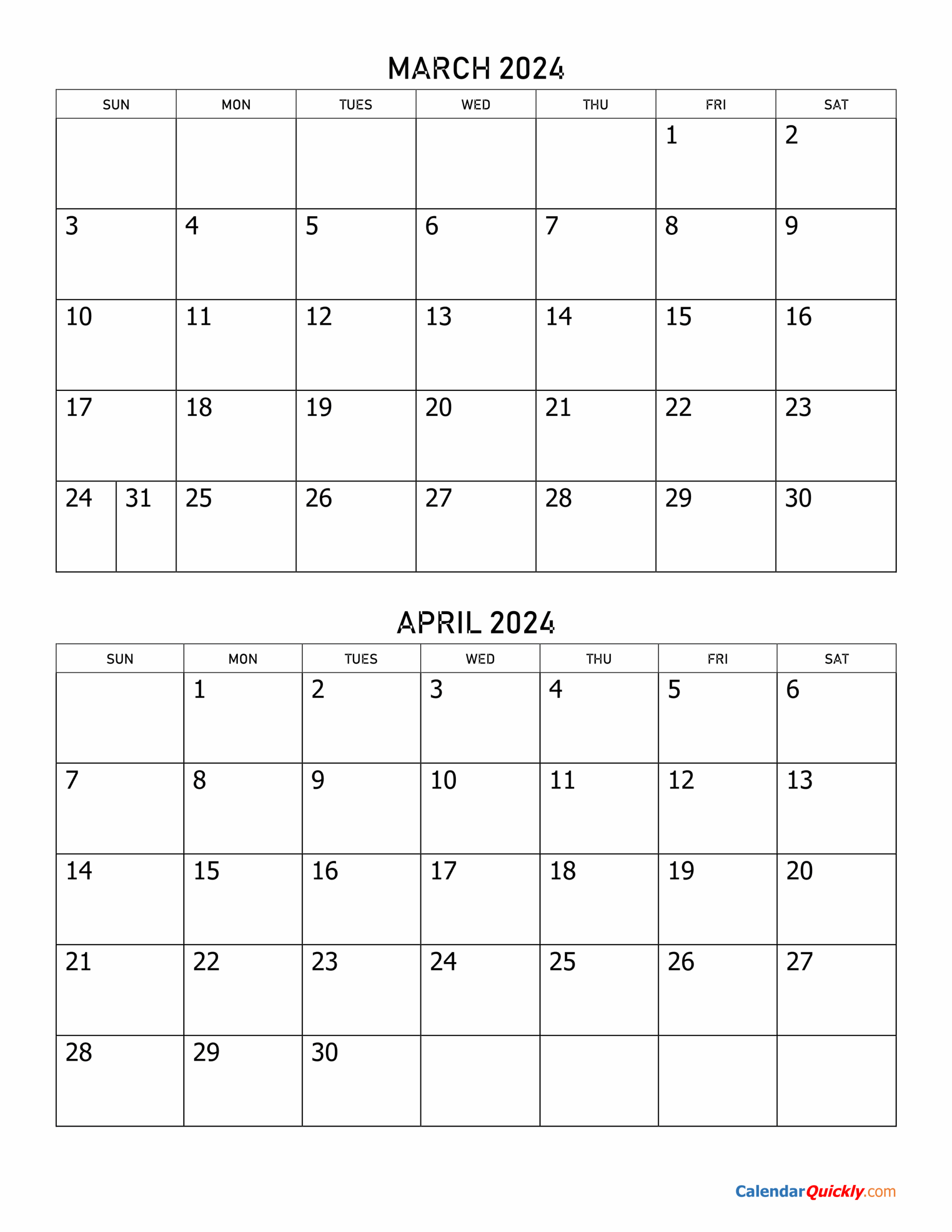 Printable Calendar March And April 2024 Printable Calendar March And April 2024