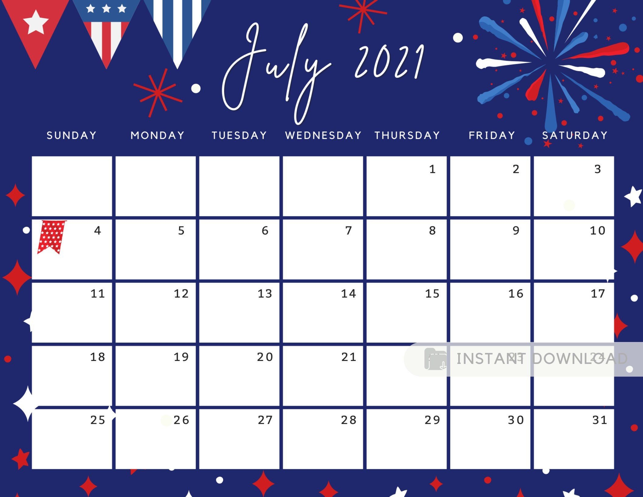 Printable Calendar Of July