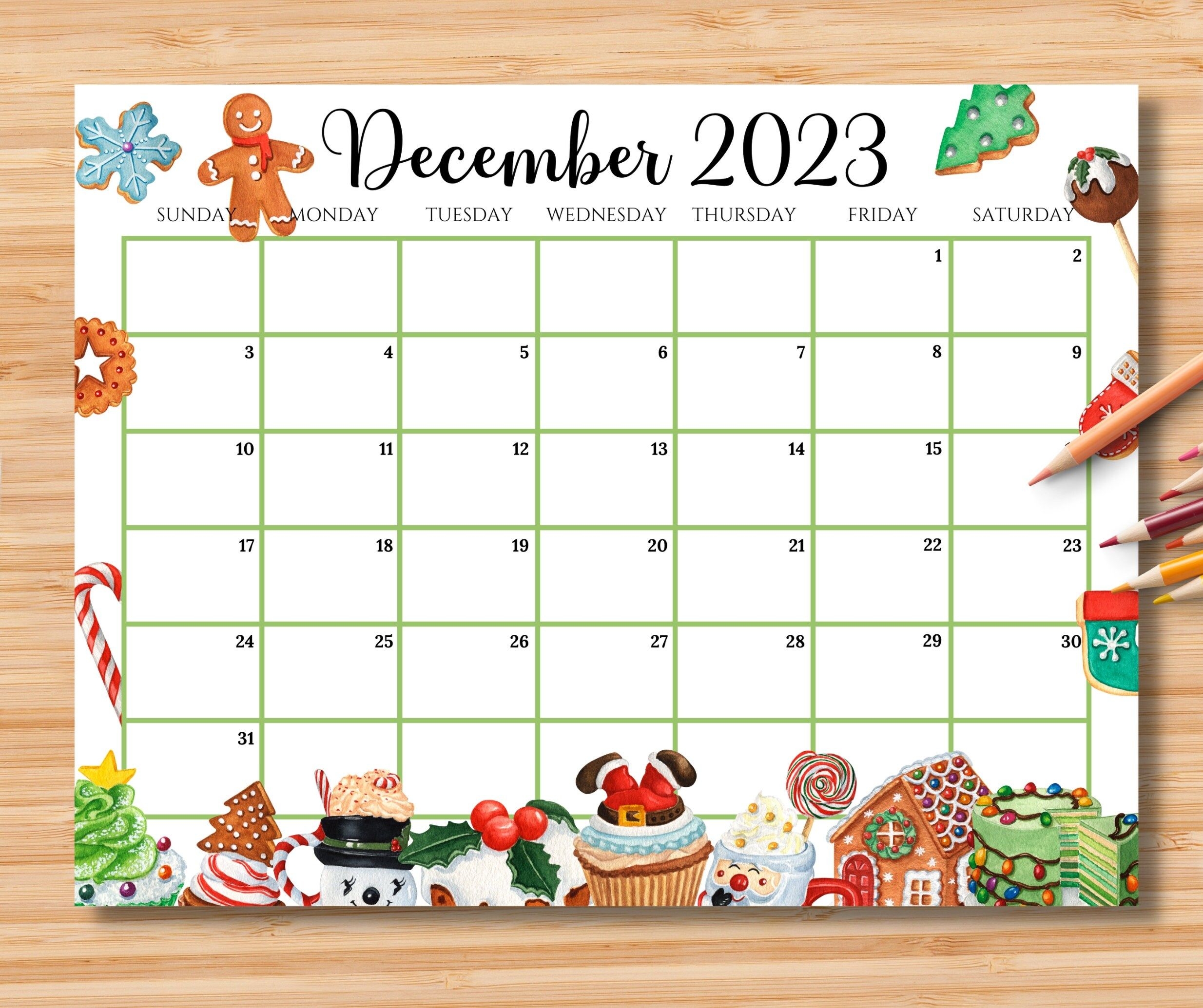 Printable Christmas December 2023 Calendar Printable Christmas December 2023 Calendar