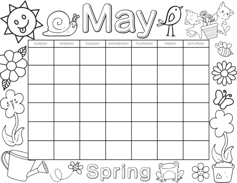 Printable Coloring Calendar For Kids Kids Calendar Printable Etsy
