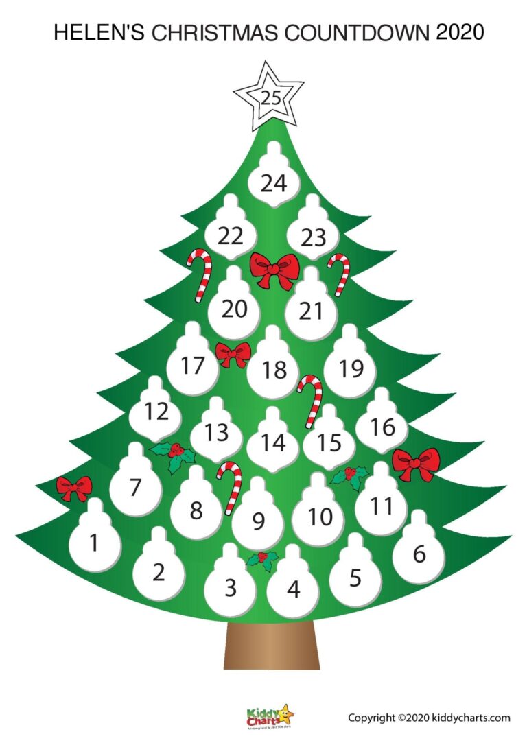 Printable Countdown Christmas Calendar Kiddycharts