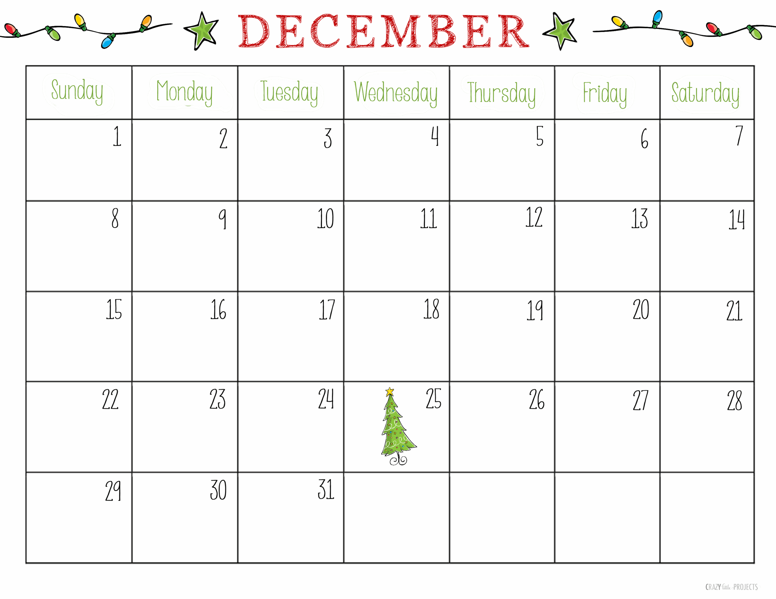 Printable December Calendar Page