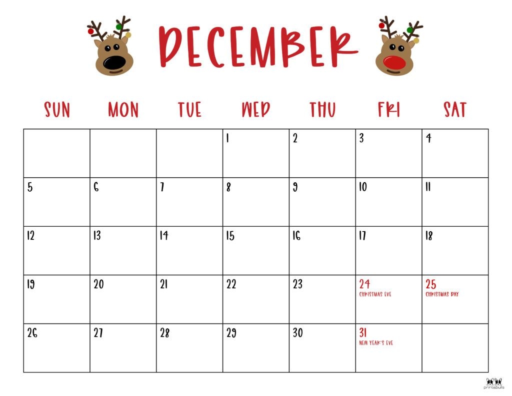 Printable December Calendar Printable December Calendar