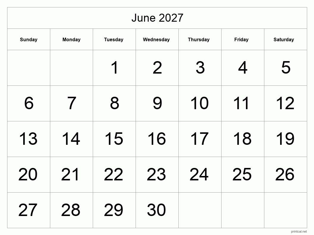 Printable June 2027 Calendar Free Printable Calendars Printable June 2027 Calendar Free Printable Calendars