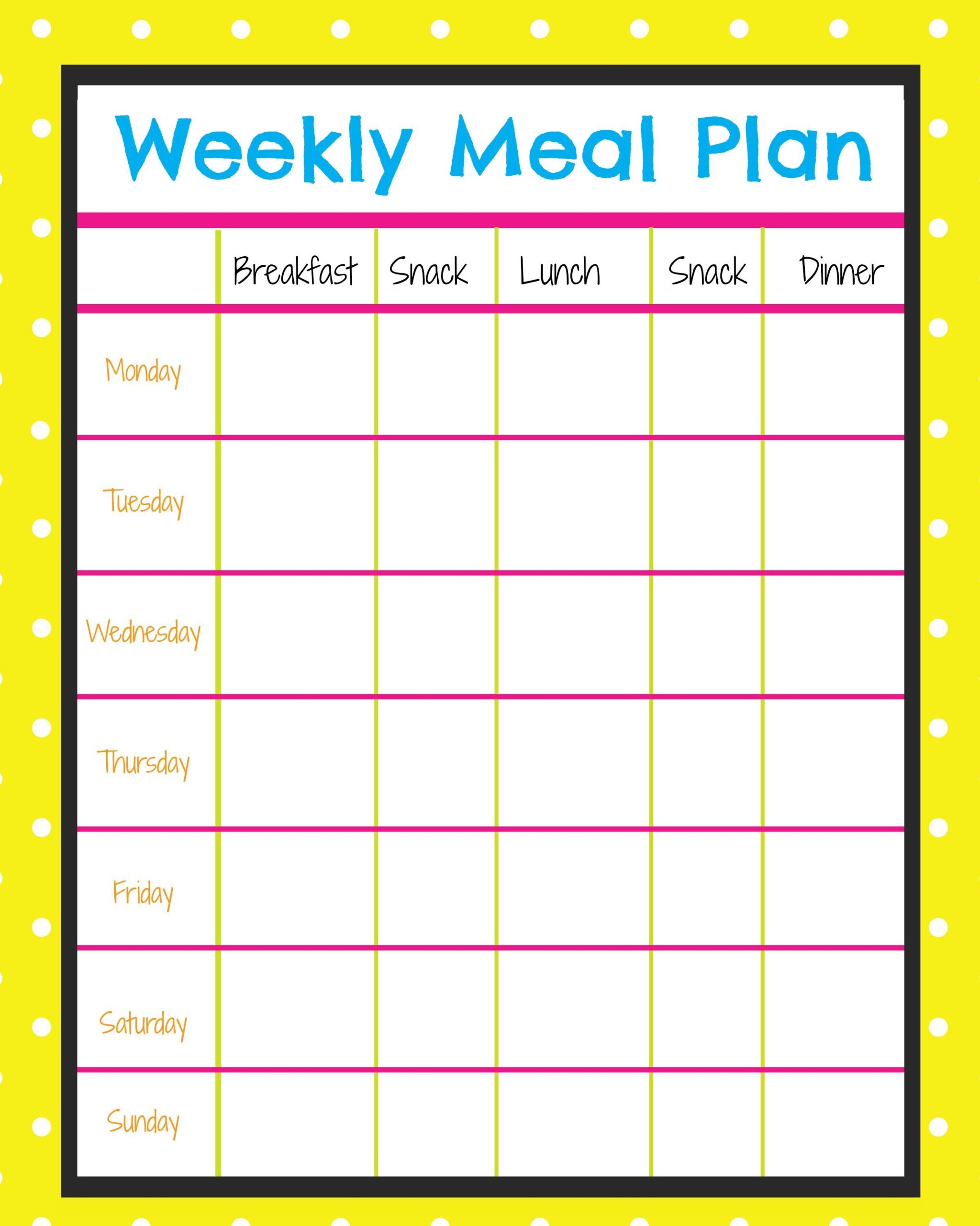 Printable Menu Calendar Printable Menu Calendar