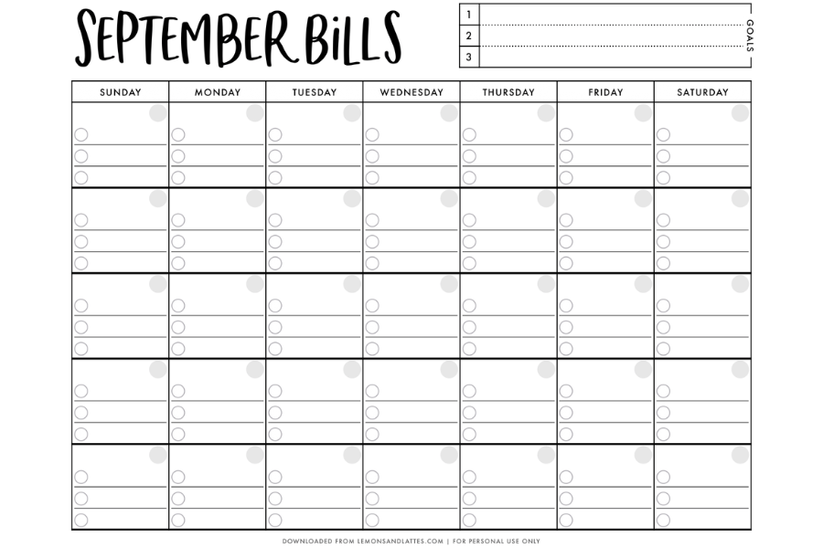 Printable Monthly Bill Calendar Printable Monthly Bill Calendar
