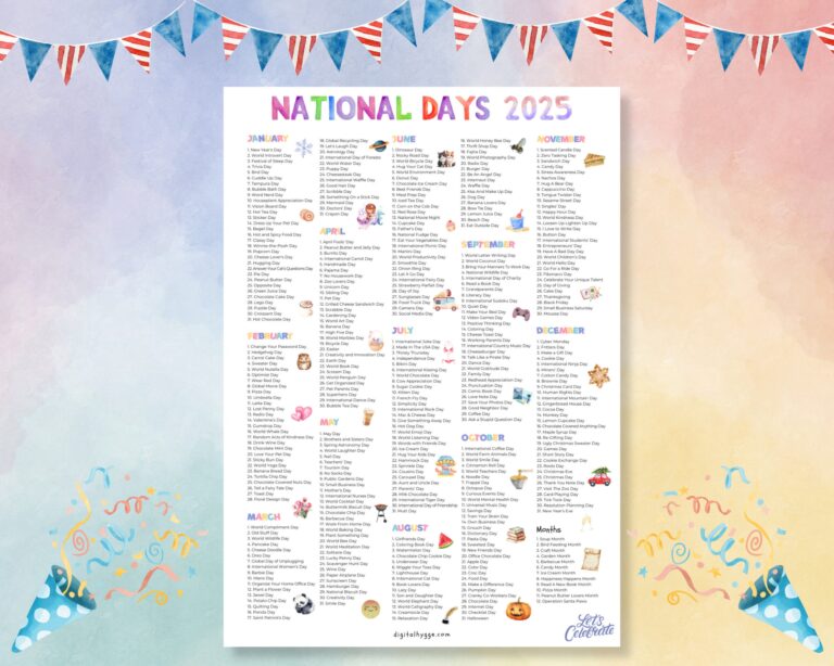 Printable National Day Calendar 2025 Printable Calendars