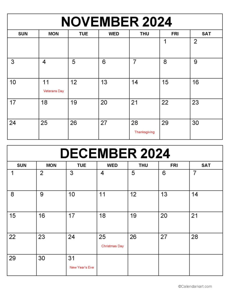 Printable November 2024 And December Calendar Printable Calendar 2025 Printable November 2024 And December Calendar Printable Calendar 2025