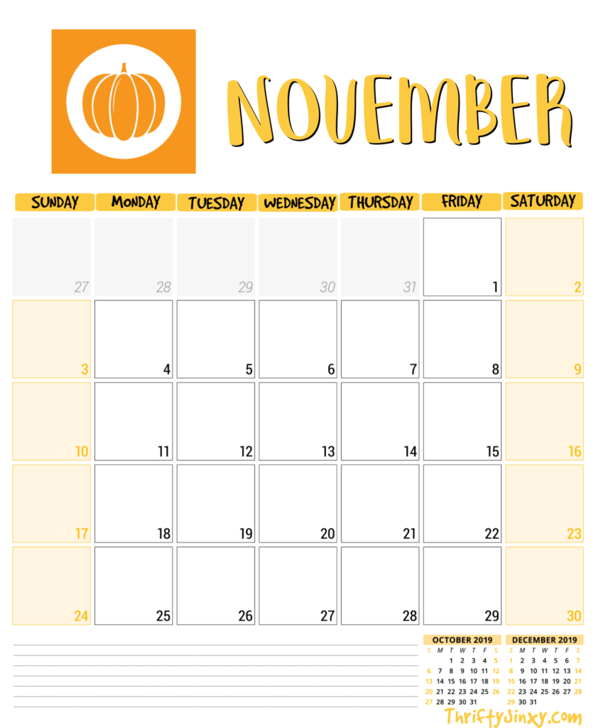 Printable November Calender