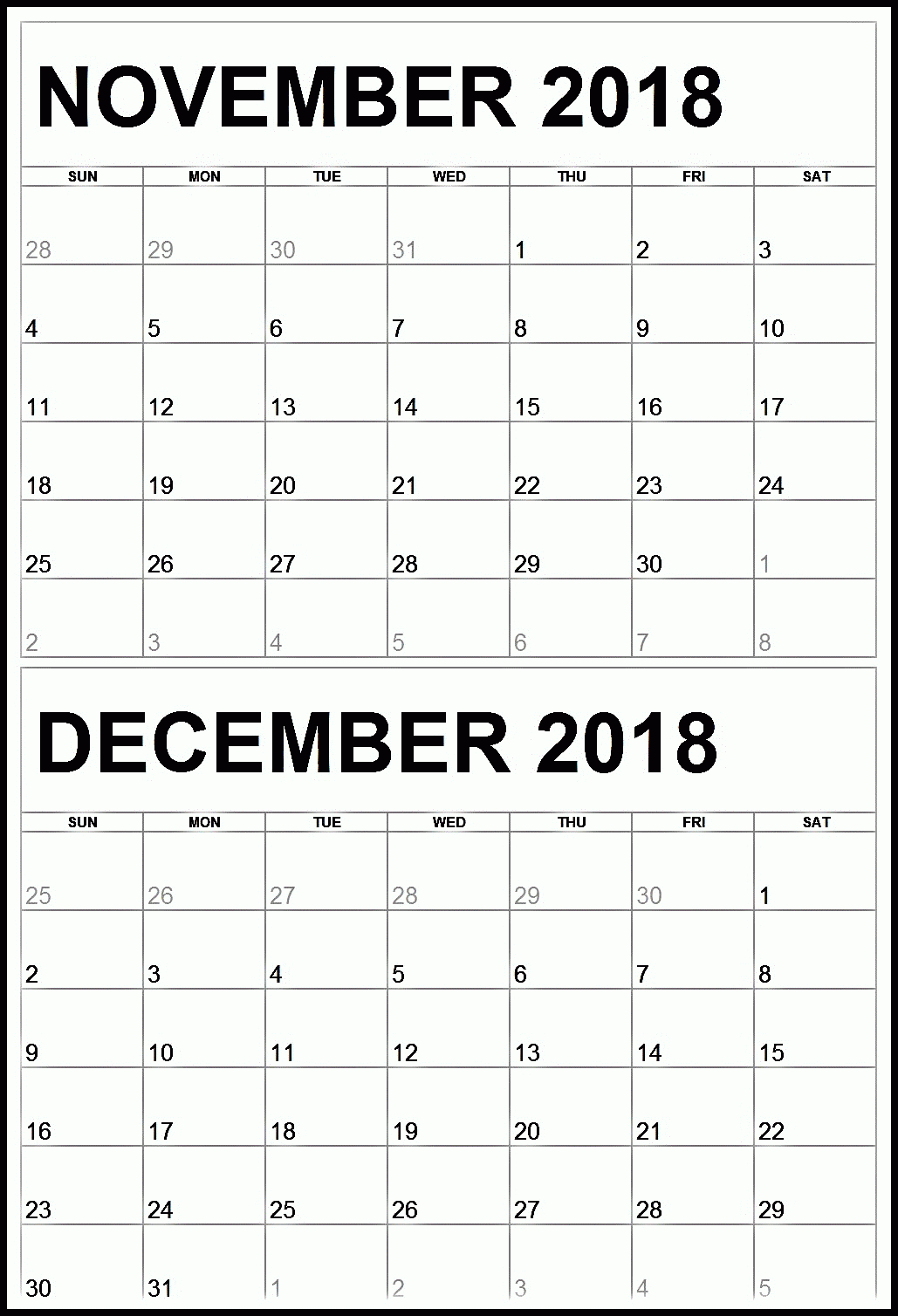 Printable November December Calendar Printable Calendars AT A GLANCE
