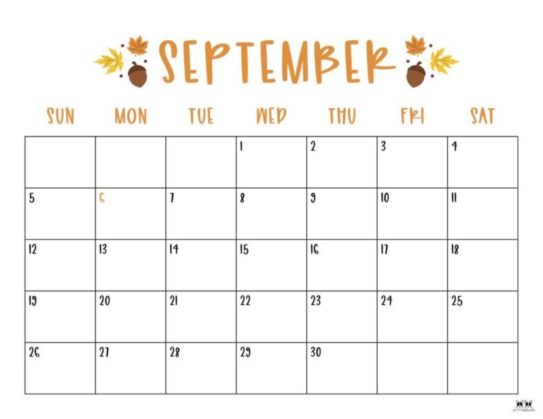 Printable Sept Calendar