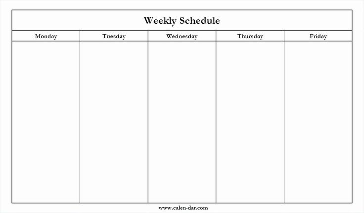 Printable Weekly Calendar Monday Through Friday