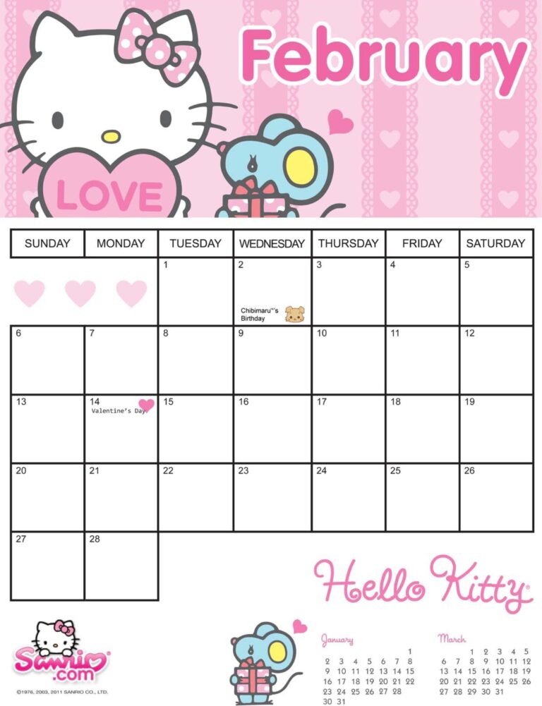 Sanrio Printable Calendar