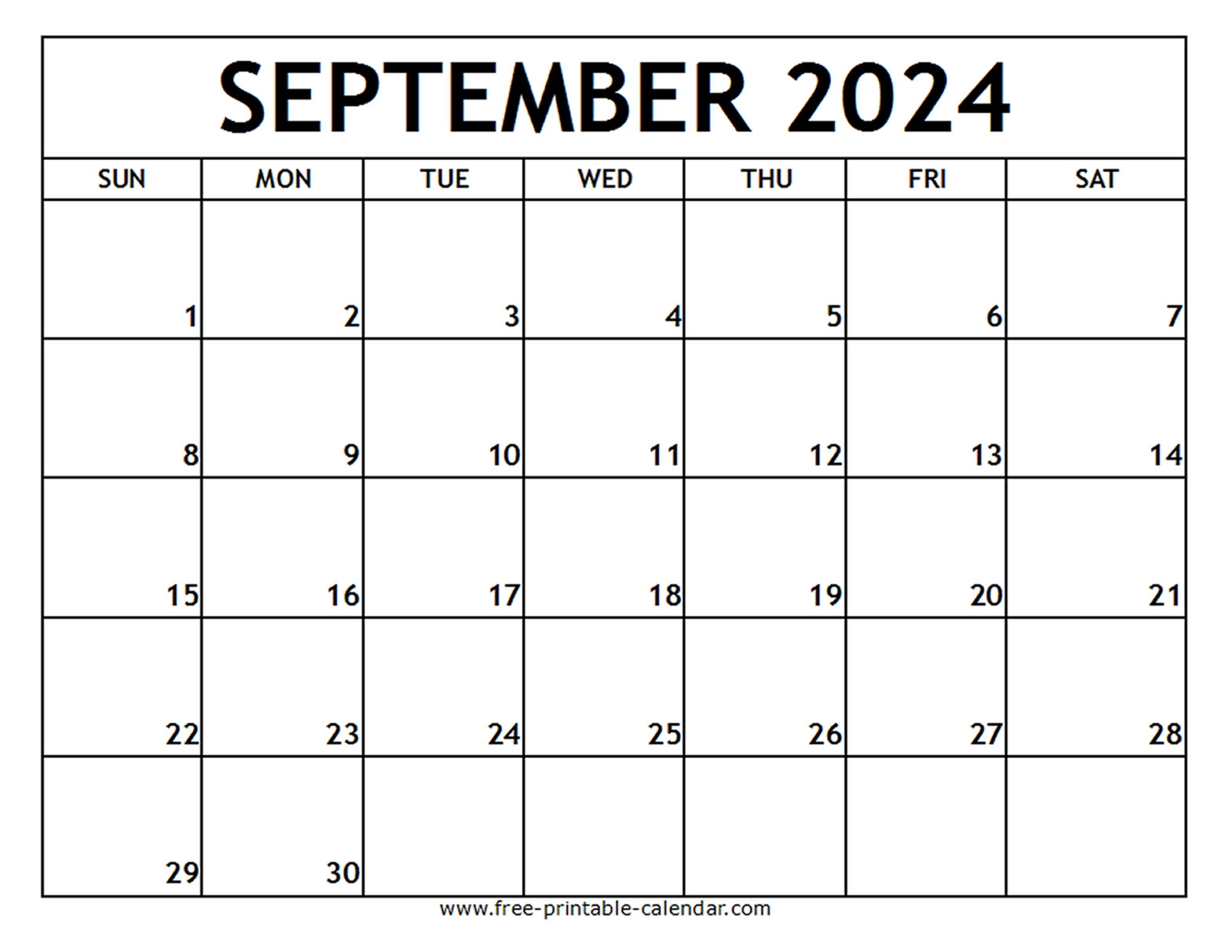 September 2024 Printable Calendar Free printable calendar September 2024 Printable Calendar Free printable calendar