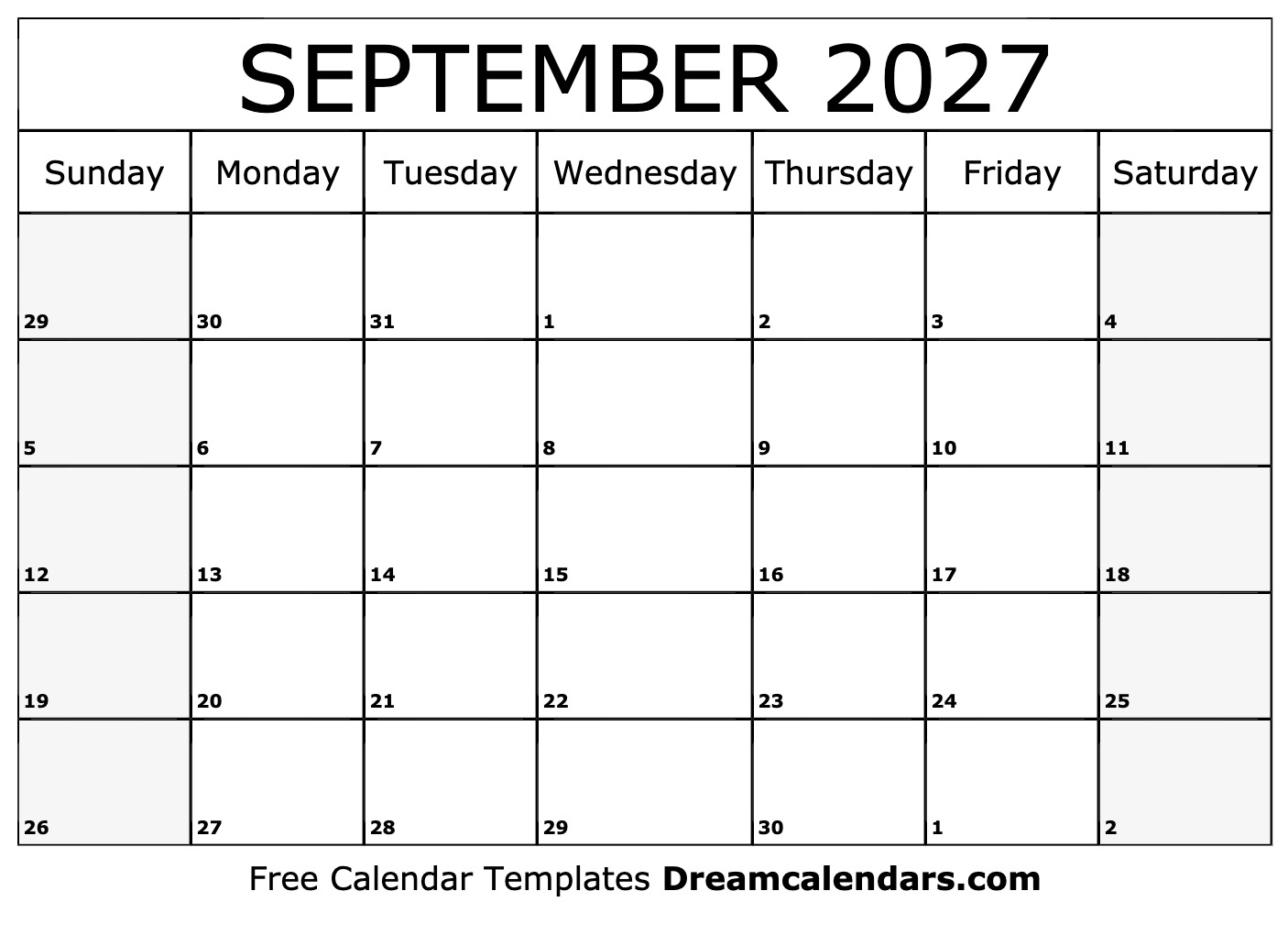 September 2027 Calendar Free Printable With Holidays And Observances September 2027 Calendar Free Printable With Holidays And Observances