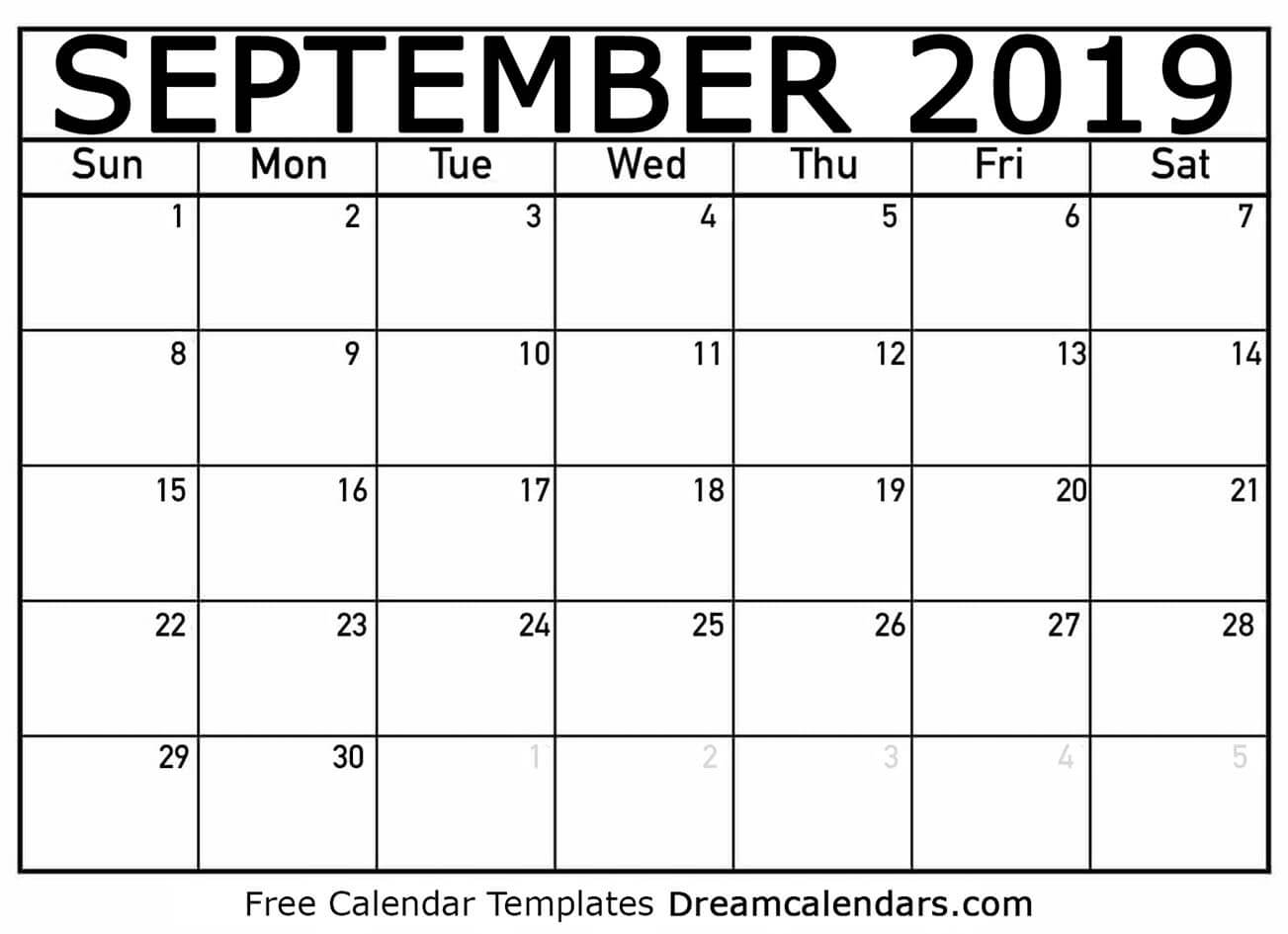September Free Printable Calendar September Free Printable Calendar