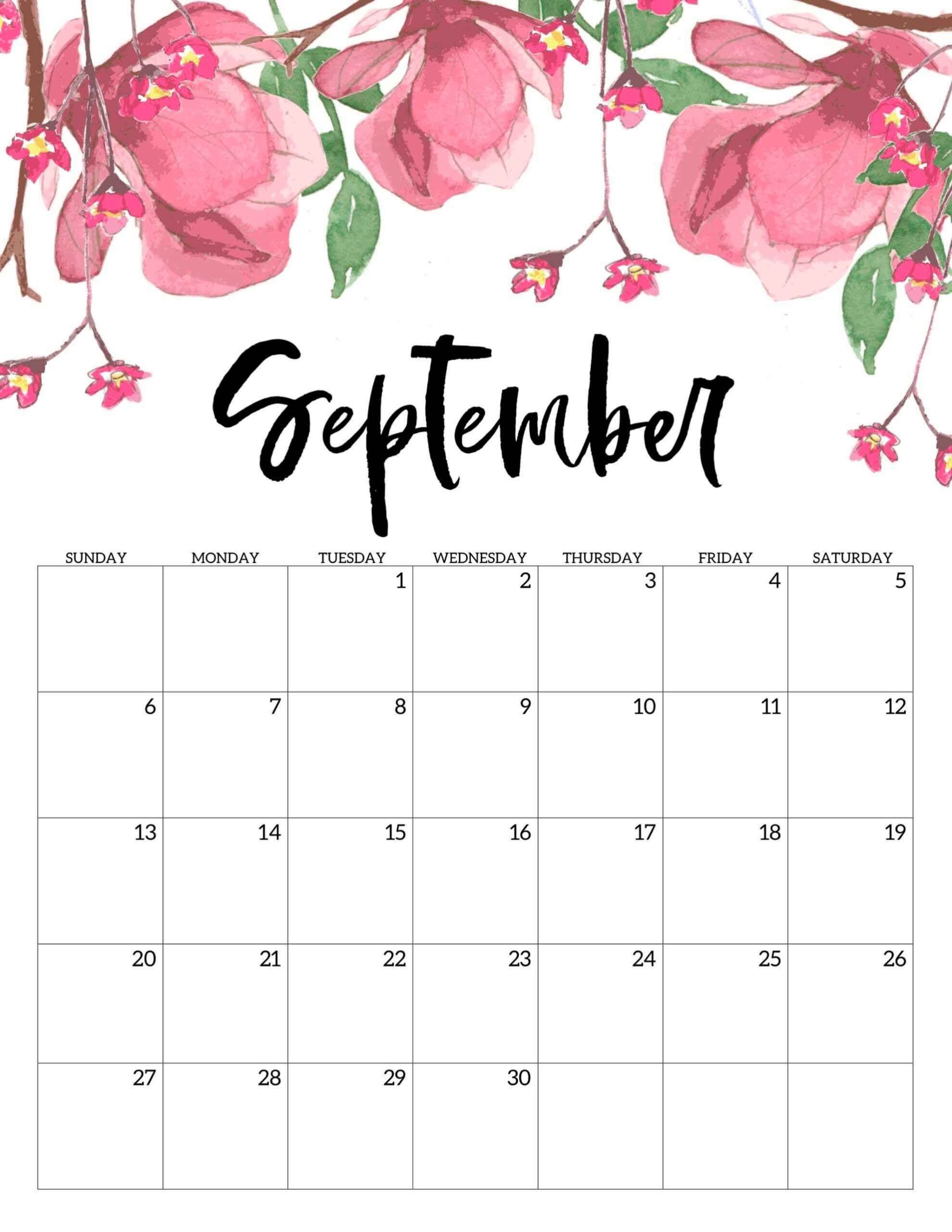 September Free Printable Calendar September Free Printable Calendar
