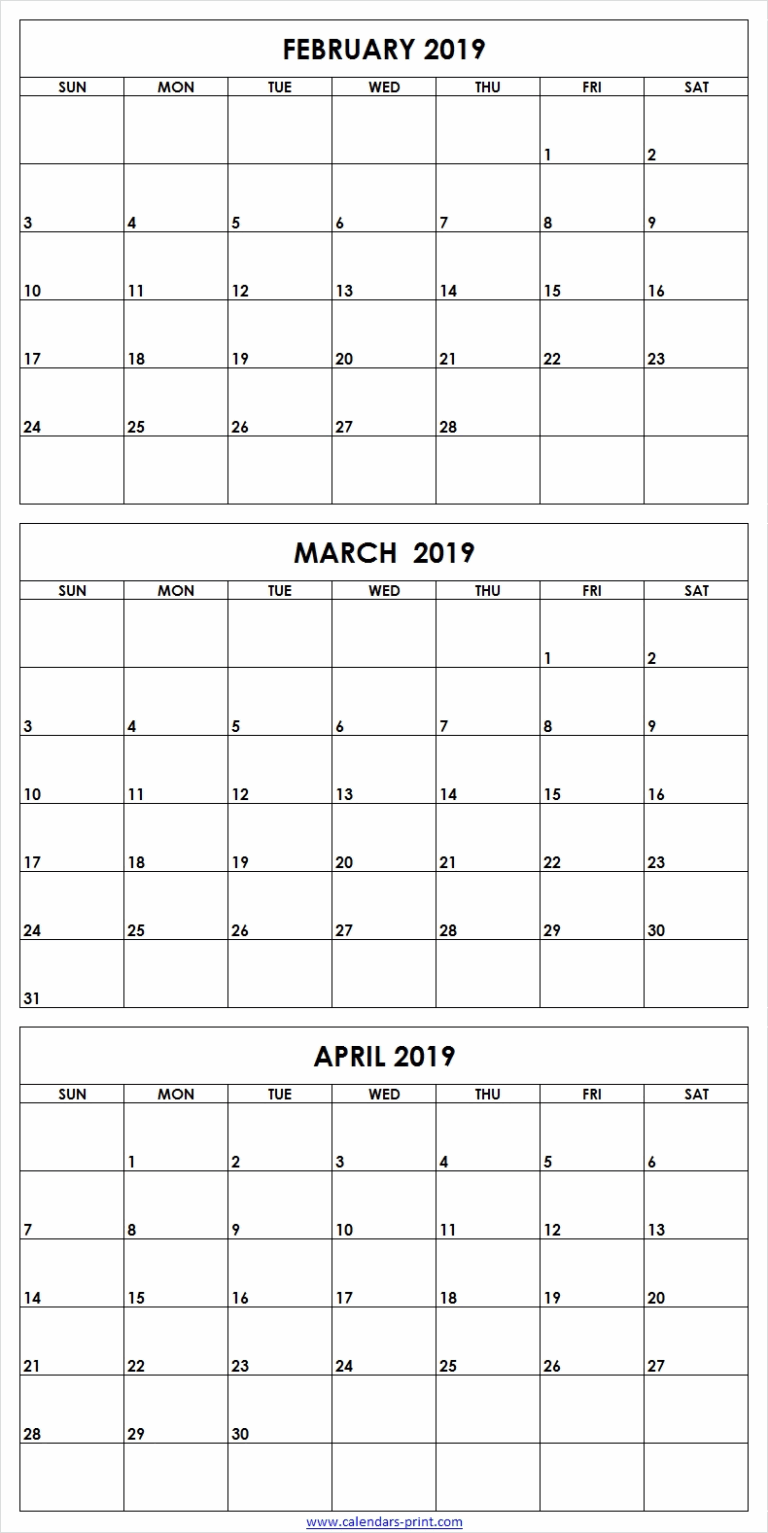 Three Month Calendar Free Printable