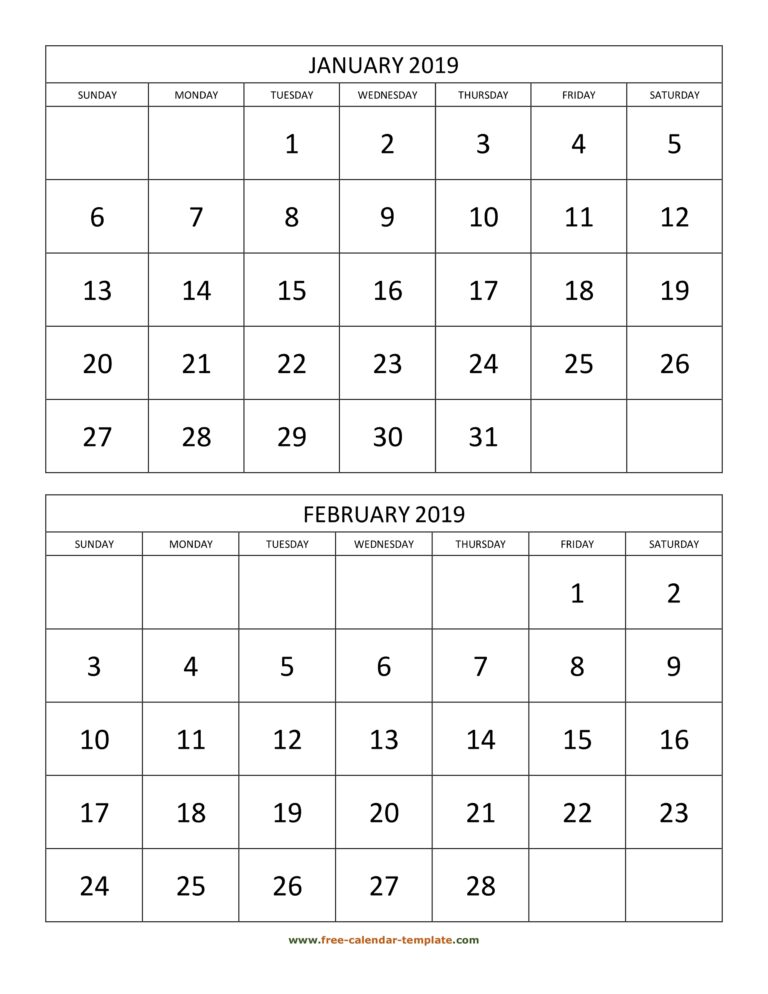Two Month Calendar Printable Calendars AT A GLANCE