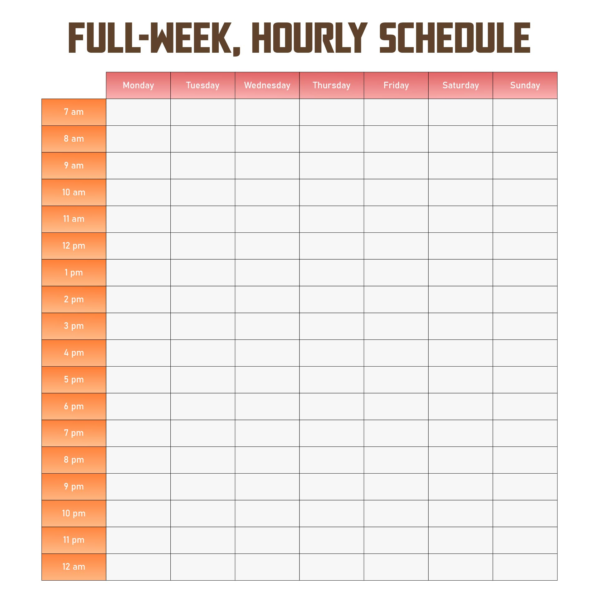 Weekly Hourly Calendar 10 Free PDF Printables Printablee