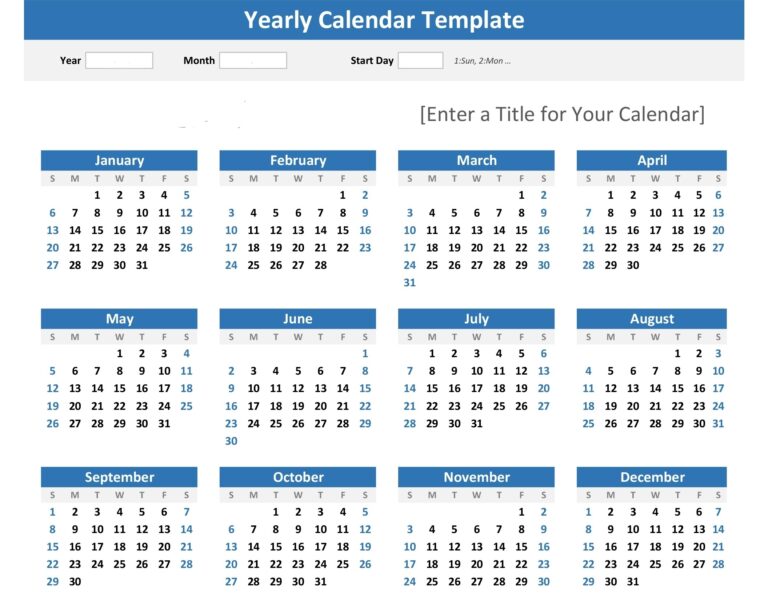 Year At A Glance Printable Calendar
